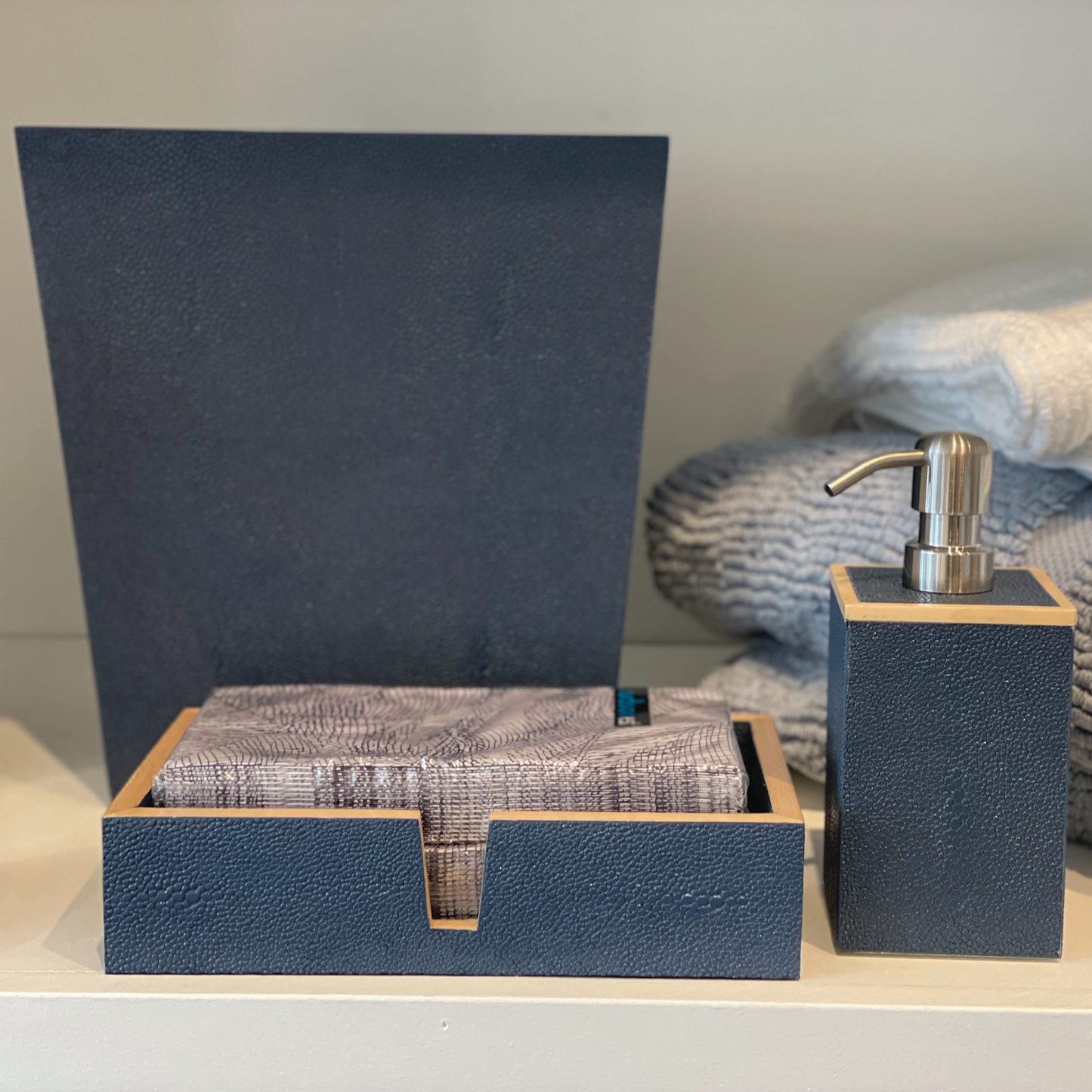 Pigeon and Poodle Bath Accessories - Realistic Faux Shagreen Leather