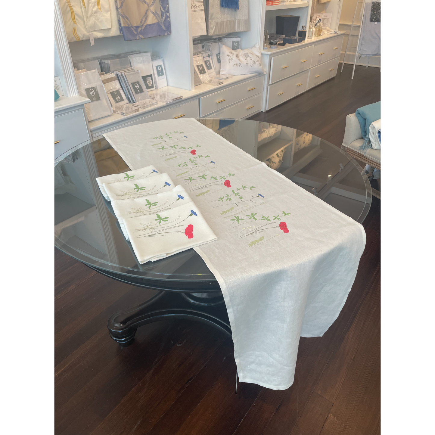 Summer Meadow Irish Linen Embroidered Table Accessories