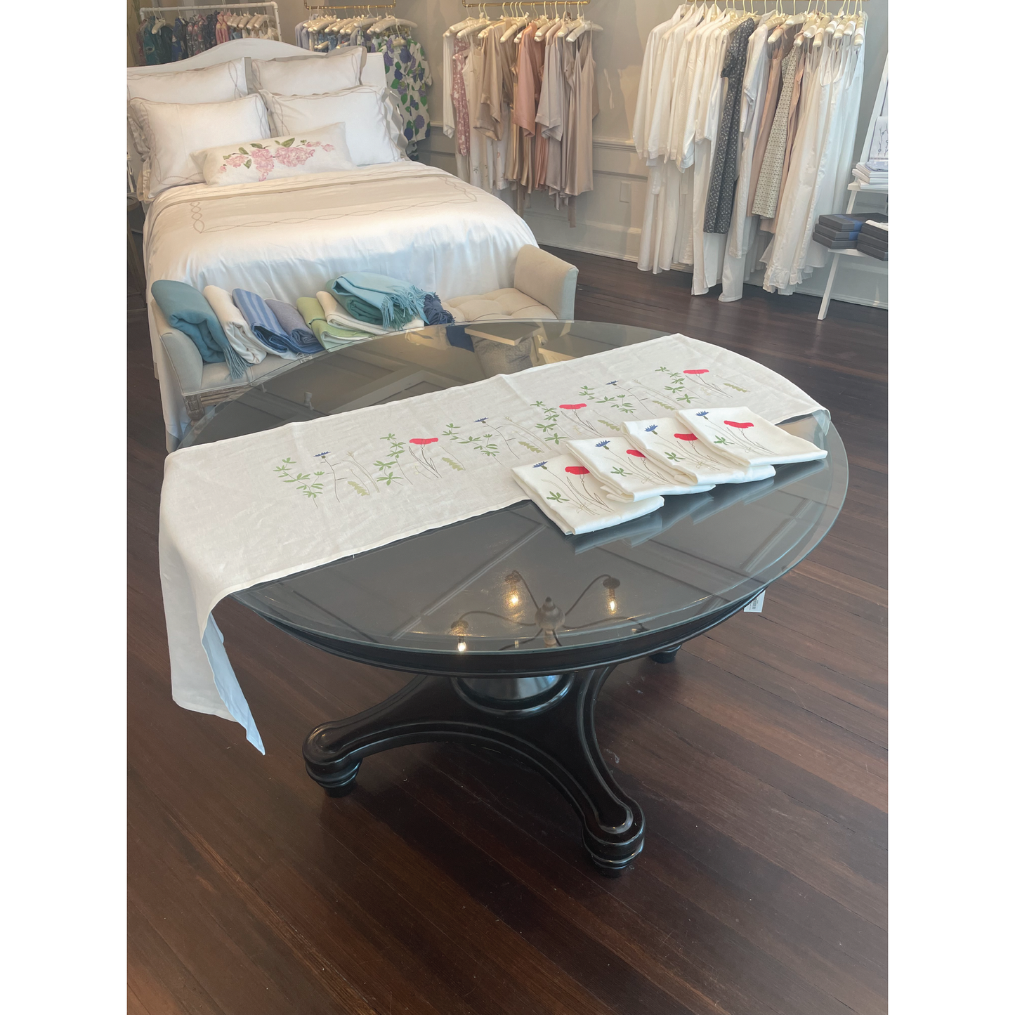 Summer Meadow Irish Linen Embroidered Table Accessories
